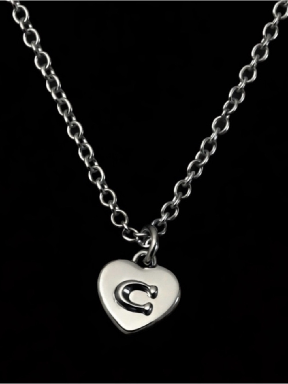 Coach Silver Heart Charm Necklace
